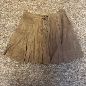 Design Lab by Lord and Taylor Taupe faux Suede Skater Skirt
